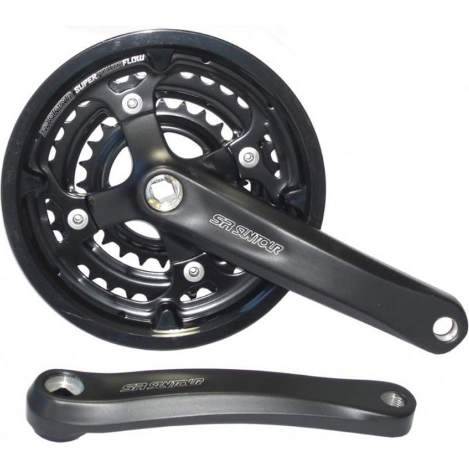 Шатуны черные SUNTOUR CW14-XCR6-T418 SQ PB, 9 скор, 26-36-48Т, L-175mm 8009